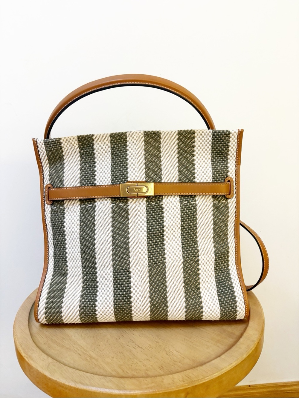 Tory Burch Lee Radziwill Stripe Leather Small Double Bag - Picture 5 of 11